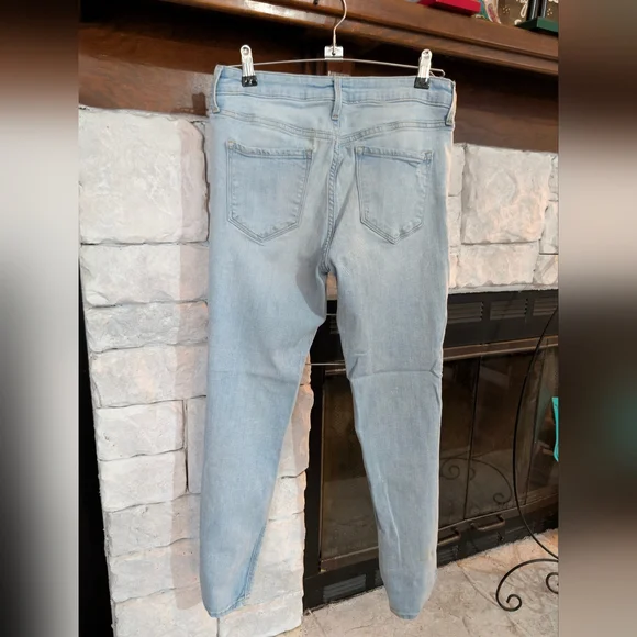 Women's Vtg Old Navy Faded Blue Ripped Rockstar Skinny Jeans - Picture 2 of 2
